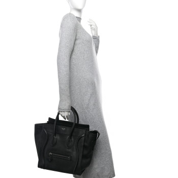 CELINE Drummed Calfskin Mini Luggage Black