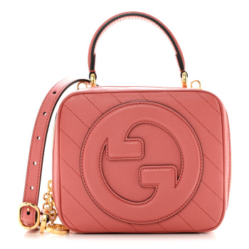 GUCCI Sakai Be Green Calfskin Diagonal Stitched Blondie Top Handle Bag Pink