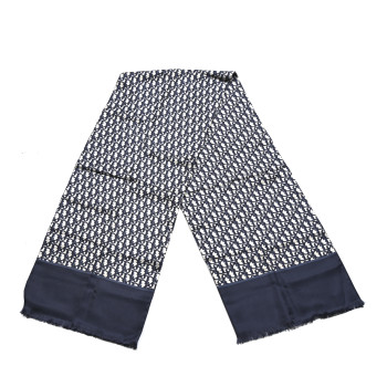 CHRISTIAN DIOR Silk Oblique Scarf Blue CHRISTIAN DIOR Silk Oblique Scarf Blue