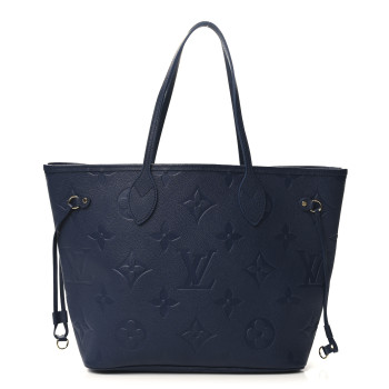 LOUIS VUITTON Empreinte Monogram Giant Neverfull MM Navy