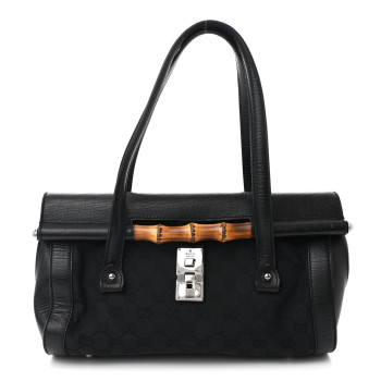 GUCCI Monogram Bamboo Bullet Bag Black