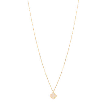 VAN CLEEF & ARPELS 18K Yellow Gold Mother of Pearl Sweet Alhambra Pendant Necklace