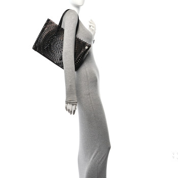 ALAIA Calfskin Laser Cut Studded Mina 32 Tote Tote Black ALAIA Calfskin Laser Cut Studded Mina 32 Tote Tote Black