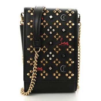 CHRISTIAN LOUBOUTIN Calfskin Spikes Loubinthesky Paloma Crossbody Phone Case Black Multicolor