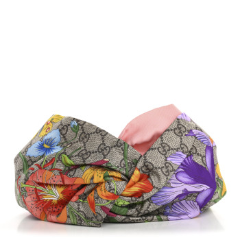 GUCCI Silk Monogram Flora Print Headband M Pink