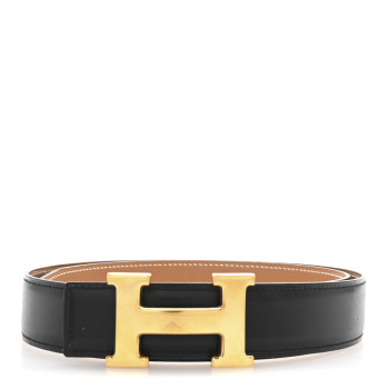 HERMES Box Swift 32mm H Belt 90 Black Gold