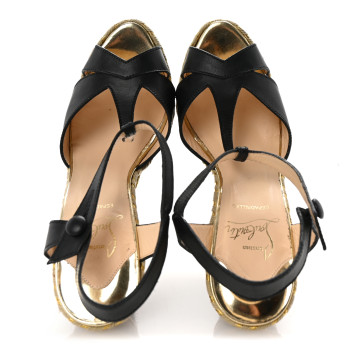 CHRISTIAN LOUBOUTIN Calf Hair Calfskin Trotolita Leopard Espadrille Sandals 36 Black Multicolor