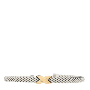 DAVID YURMAN Sterling Silver 14K Yellow Gold 4mm X Station Cable Bracelet DAVID YURMAN Sterling Silver 14K Yellow Gold 4mm X Station Cable Bracelet