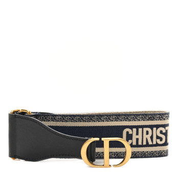 CHRISTIAN DIOR Canvas Embroidered Book Belt 75 30 Bleu CHRISTIAN DIOR Canvas Embroidered Book Belt 75 30 Bleu
