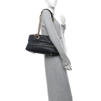 CHRISTIAN LOUBOUTIN Calfskin Chain Shoulder Bag Black