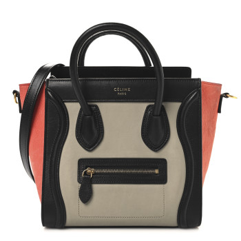 CELINE Smooth Calfskin Nubuck Nano Tri-Color Luggage Beige