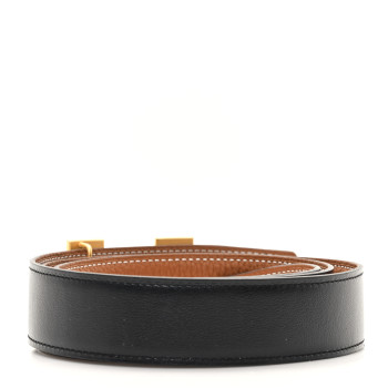 HERMES Togo Box 32mm Strie H Belt 95 38 Gold Black