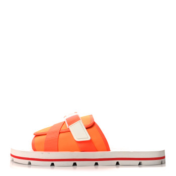 CHRISTIAN LOUBOUTIN Neoprene Mens Siwa Clip Flat Sandals 46 Fluo Orange