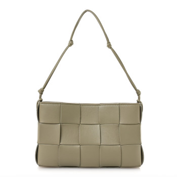 BOTTEGA VENETA Calfskin Maxi Intrecciato Cassette Pouch On Strap Travertine