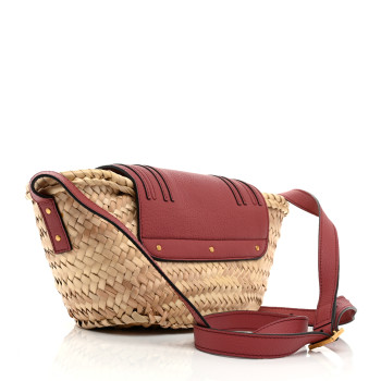 CHLOE Raffia Calfskin Marcie Basket Faded Rose