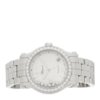 CHOPARD Stainless Steel Diamond Bezel 36mm Happy Sport Automatic Watch Silver