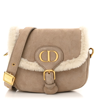 CHRISTIAN DIOR Suede Shearling Small Bobby Flap Beige CHRISTIAN DIOR Suede Shearling Small Bobby Flap Beige