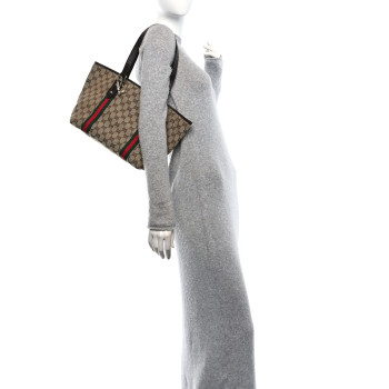 GUCCI Monogram Medium Jolicoeur Tote Dark Brown