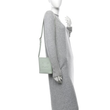 CELINE Smooth Calfskin Mini Cuir Triomphe Bucket Bag Jade