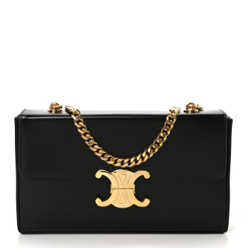 CELINE Shiny Calfskin Triomphe Chain Box Bag Black