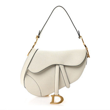 CHRISTIAN DIOR Grained Calfskin Saddle Bag With Strap Latte CHRISTIAN DIOR Grained Calfskin Saddle Bag With Strap Latte