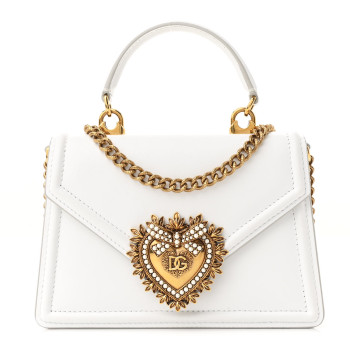 DOLCE & GABBANA Smooth Calfskin Small Devotion Envelope Top Handle Bag White