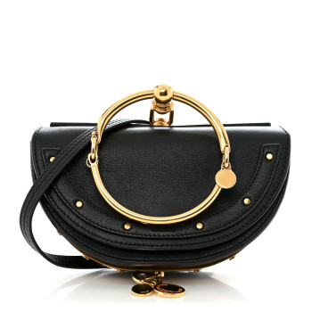 CHLOE Calfskin Small Nile Bracelet Minaudiere Bag Black