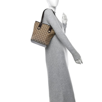 GUCCI Monogram Small Charmy Tote Dark Brown