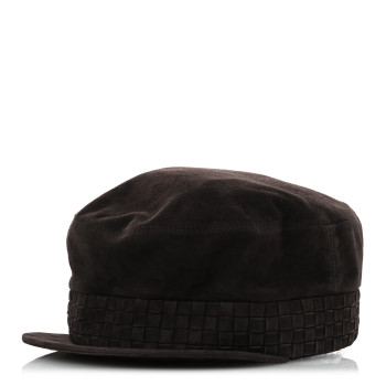 HERMES Suede Casquette Cabourg Cliquetis Cap 57 Marron Ebene