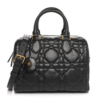 CHRISTIAN DIOR Calfskin Macrocannage Groove 25 Bag Black CHRISTIAN DIOR Calfskin Macrocannage Groove 25 Bag Black