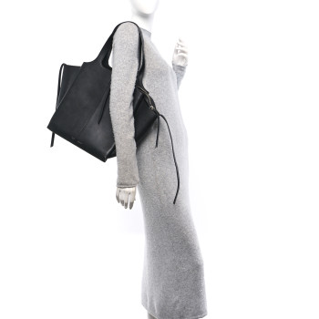 CELINE Supple Natural Calfskin Vertical Tri-Fold Bag Black