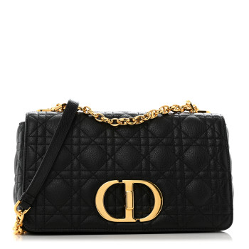 CHRISTIAN DIOR Calfskin Cannage Medium Caro Bag Black CHRISTIAN DIOR Calfskin Cannage Medium Caro Bag Black