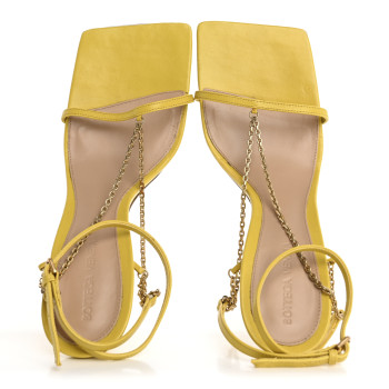 BOTTEGA VENETA Lambskin Stretch Chain Strap 90mm Sandals 41 Buttercup