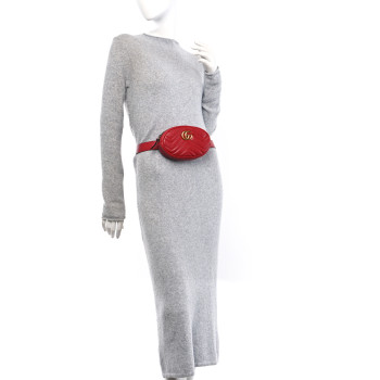 GUCCI Calfskin Matelasse GG Marmont Belt Bag 85 34 Hibiscus Red