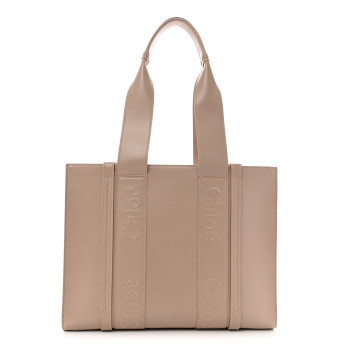 CHLOE Calfskin Medium Woody Tote Nomad Beige