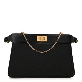 FENDI Nappa Small Peekaboo I SEE U East West Chain Satchel Black