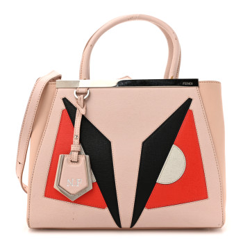 FENDI Vitello Elite Monster Petite 2Jours Tote Rosa Plaster