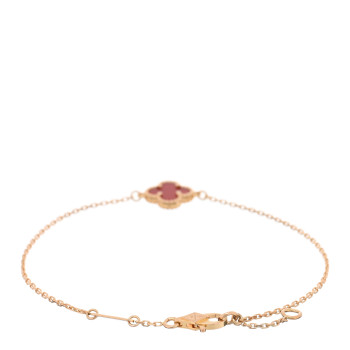 VAN CLEEF & ARPELS 18K Rose Gold Carnelian Sweet Alhambra Bracelet