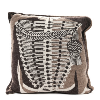 HERMES Wool Cashmere Brandebourgs Pillow Ecorce