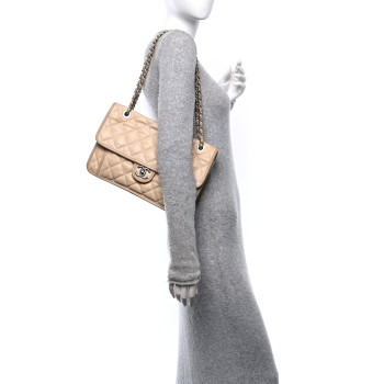 CHANEL Caviar Quilted Large French Riviera Flap Beige