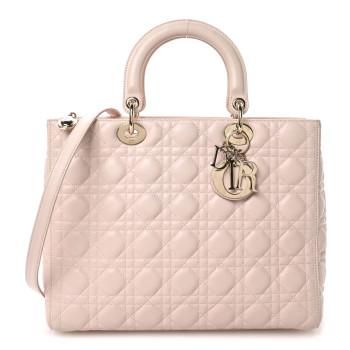 CHRISTIAN DIOR Lambskin Cannage Large Lady Dior Light Pink CHRISTIAN DIOR Lambskin Cannage Large Lady Dior Light Pink