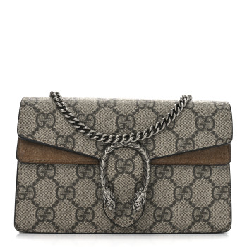 GUCCI GG Supreme Monogram Super Mini Dionysus Shoulder Bag Taupe