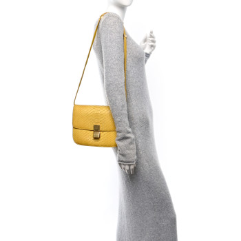 CELINE Snakeskin Medium Classic Box Yellow