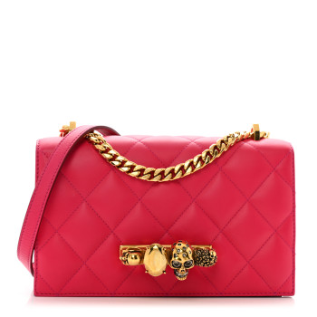 ALEXANDER MCQUEEN Lambskin Quilted Knuckle Shoulder Bag Fuchsia ALEXANDER MCQUEEN Lambskin Quilted Knuckle Shoulder Bag Fuchsia