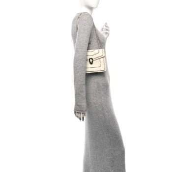 BULGARI Calfskin Woven Chain Serpenti Forever Crossbody Bag White BULGARI Calfskin Woven Chain Serpenti Forever Crossbody Bag White