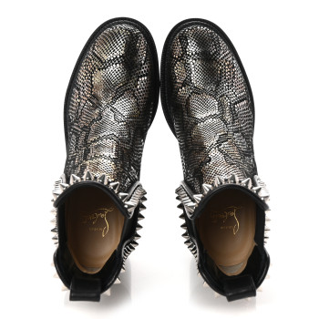 CHRISTIAN LOUBOUTIN Suede Snakeskin Embossed Spiked Capahutta 70 Chelsea Boots 36.5