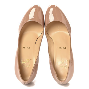 CHRISTIAN LOUBOUTIN Patent Merci Allen 85 Pumps 38.5 Nude