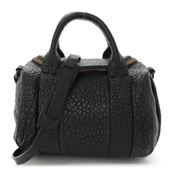 ALEXANDER WANG Pebbled Lambskin Mini Rockie Black Antique Brass Hardware