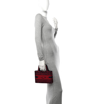 CHRISTIAN DIOR Canvas Embroidered Pop Heart I Love Paris Mini Book Tote Red Multicolor CHRISTIAN DIOR Canvas Embroidered Pop Heart I Love Paris Mini Book Tote Red Multicolor