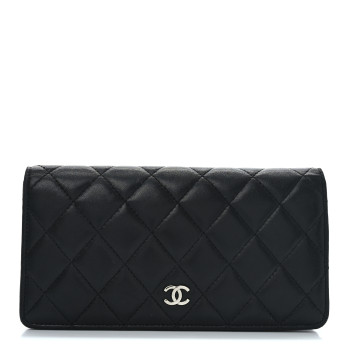 CHANEL Lambskin Quilted Yen Wallet Black